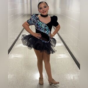 Revolution Black Sequin Tutu Dance Costume with Iridescent Accents